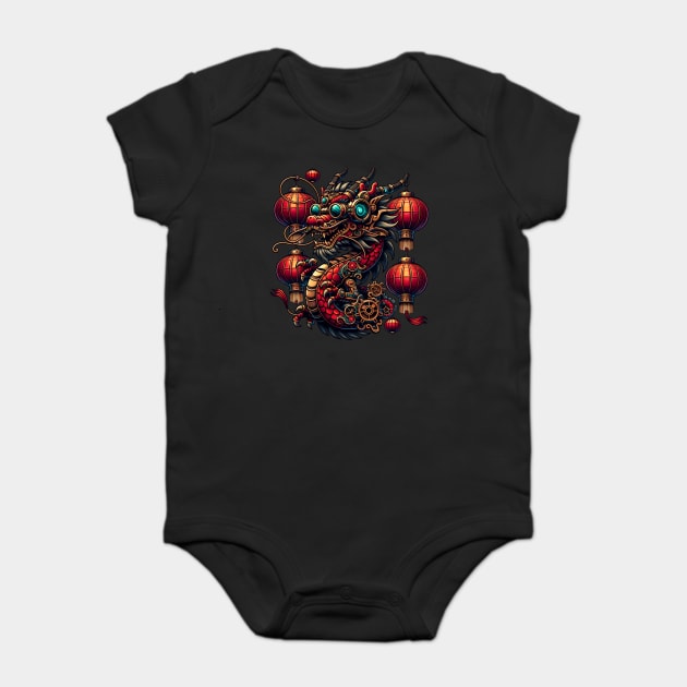 Steampunk Chinese New Year Dragon Baby Bodysuit by HolidayBug